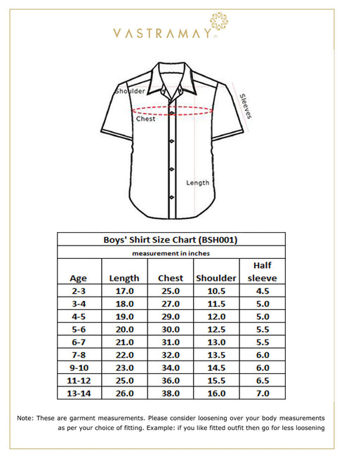 VASTRAMAY Boys' Gold Silk Short Sleeves Ethnic Shirt